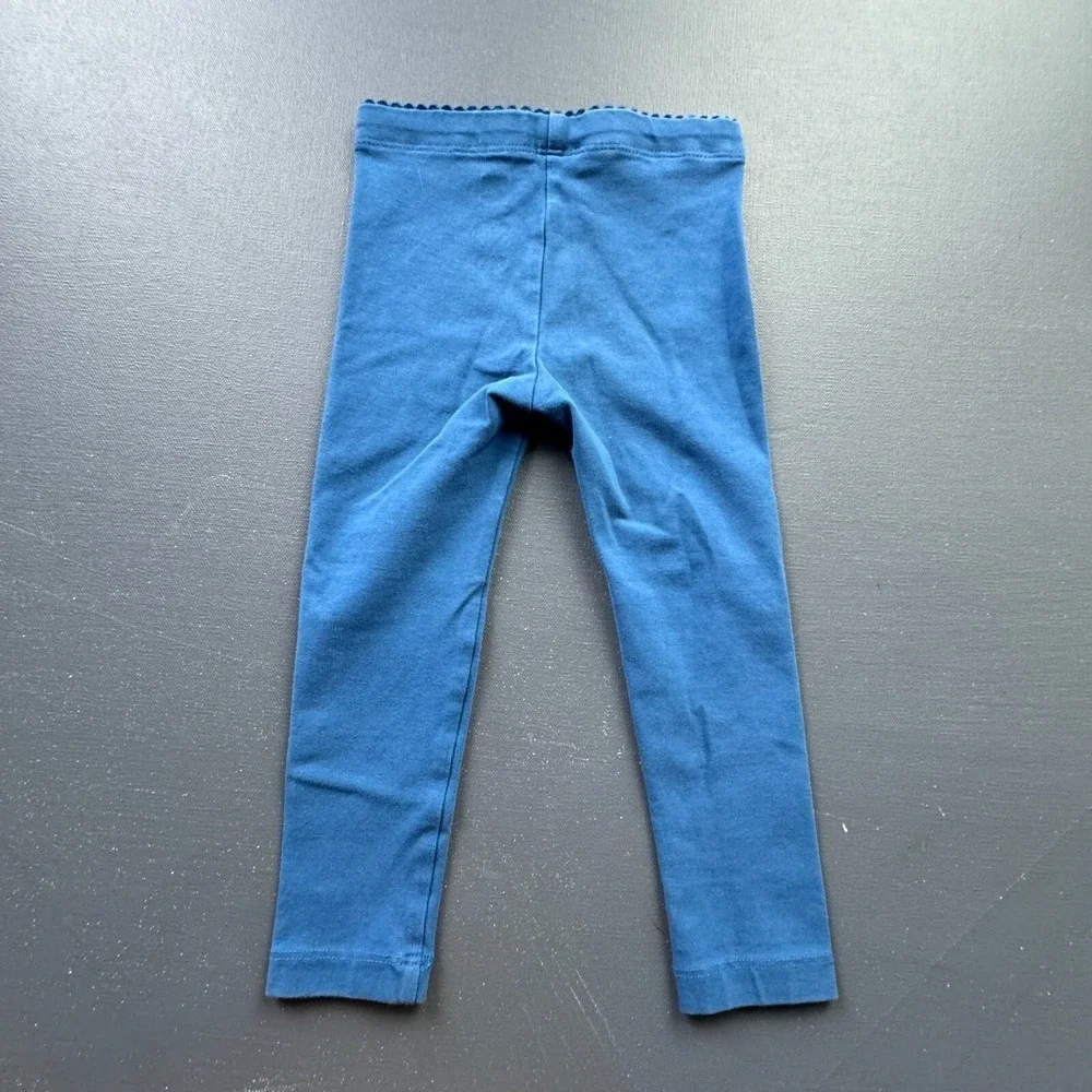 Tea Collection Toddler Girls Size 2T Blue Leggings Cotton Blend Scallop Stretch